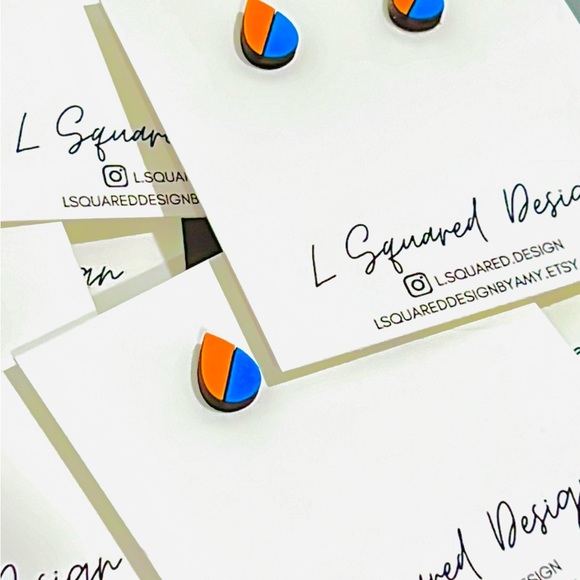 New Edmonton Oilers Oil Drop Stud Earrings, Fan Apparel, NHL - Picture 2 of 2